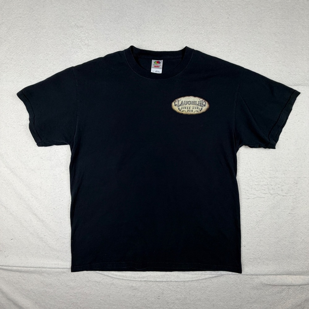 Fruit of the Loom Laughlin River Run 2011 Motorcycle T-Shirt Black Large Skull